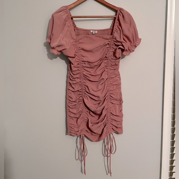 Love Tree Ruched Pink Bodycon Mini Dress with Drawstring - Picture 2 of 11